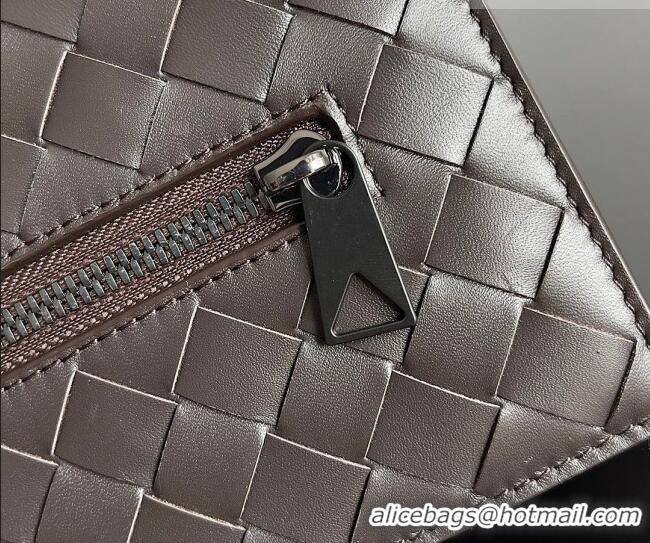 High Quality Bottega Veneta Men's Small Intrecciato Leather Document Case With Wristlet 693675 Fondant Brown 2026