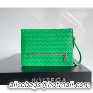 Best Grade Bottega Veneta Men's Small Intrecciato Leather Document Case With Wristlet 693675 Green 2026