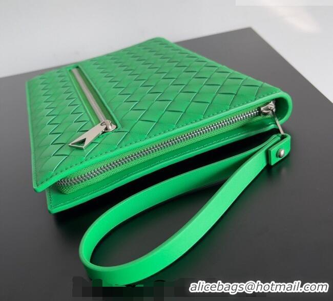 Best Grade Bottega Veneta Men's Small Intrecciato Leather Document Case With Wristlet 693675 Green 2026