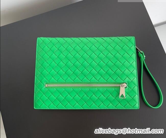 Best Grade Bottega Veneta Men's Small Intrecciato Leather Document Case With Wristlet 693675 Green 2026