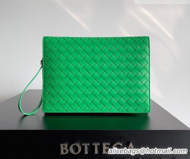 Best Grade Bottega Veneta Men's Small Intrecciato Leather Document Case With Wristlet 693675 Green 2026