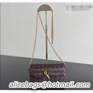 Famous Brand Bottega Veneta Andiamo Pouch on Chain Mini Bag in Intrecciato Leather 844107 Dark Barolo Red 2026