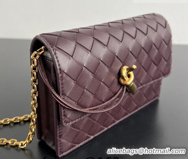Famous Brand Bottega Veneta Andiamo Pouch on Chain Mini Bag in Intrecciato Leather 844107 Dark Barolo Red 2026