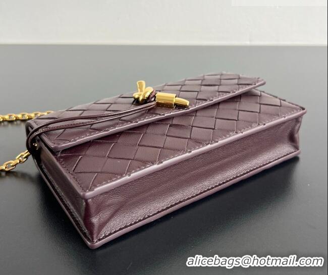 Famous Brand Bottega Veneta Andiamo Pouch on Chain Mini Bag in Intrecciato Leather 844107 Dark Barolo Red 2026
