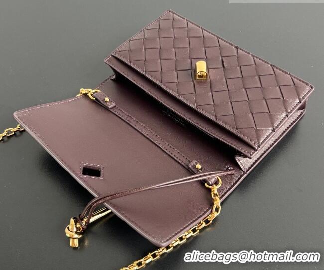 Famous Brand Bottega Veneta Andiamo Pouch on Chain Mini Bag in Intrecciato Leather 844107 Dark Barolo Red 2026