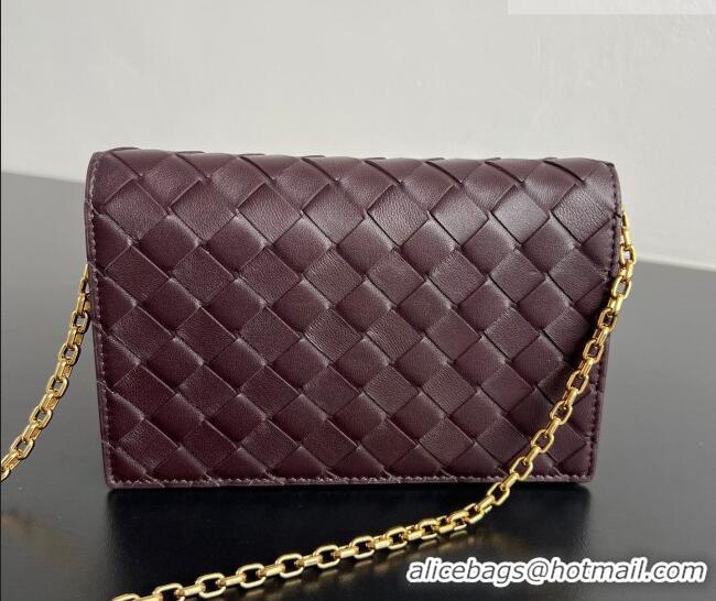 Famous Brand Bottega Veneta Andiamo Pouch on Chain Mini Bag in Intrecciato Leather 844107 Dark Barolo Red 2026