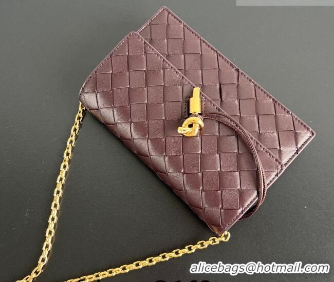 Famous Brand Bottega Veneta Andiamo Pouch on Chain Mini Bag in Intrecciato Leather 844107 Dark Barolo Red 2026