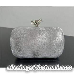 New Fashion Bottega Veneta Classic Knot Clutch in in Suede and Crystals 717622 Silver 2026