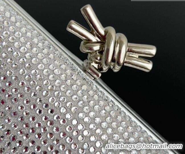 New Fashion Bottega Veneta Classic Knot Clutch in in Suede and Crystals 717622 Silver 2026