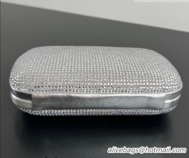 New Fashion Bottega Veneta Classic Knot Clutch in in Suede and Crystals 717622 Silver 2026