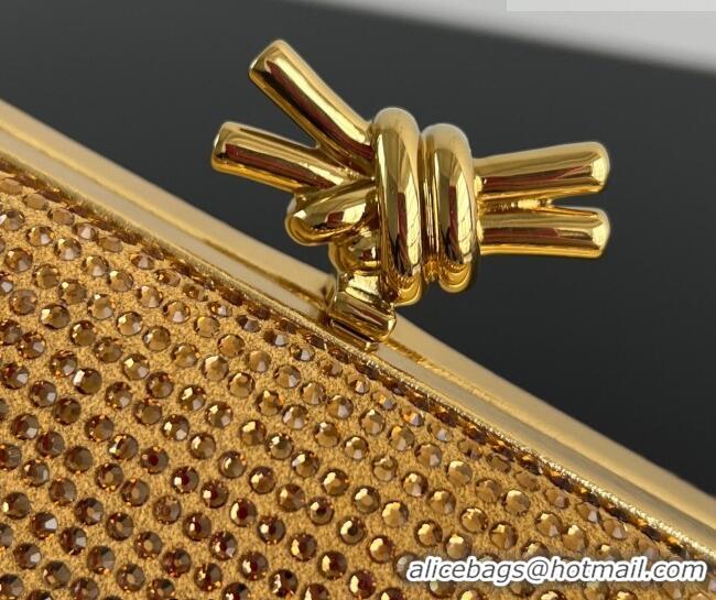 Best Grade Bottega Veneta Classic Knot Clutch in in Suede and Crystals 717622 Gold 2026