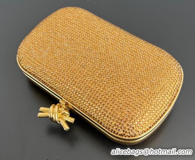 Best Grade Bottega Veneta Classic Knot Clutch in in Suede and Crystals 717622 Gold 2026