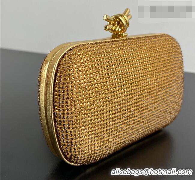Best Grade Bottega Veneta Classic Knot Clutch in in Suede and Crystals 717622 Gold 2026