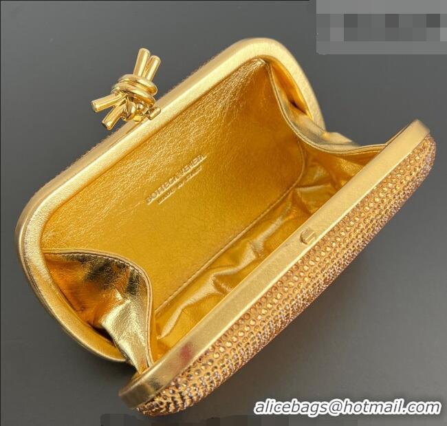 Best Grade Bottega Veneta Classic Knot Clutch in in Suede and Crystals 717622 Gold 2026
