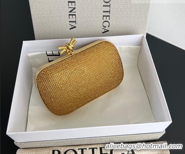Best Grade Bottega Veneta Classic Knot Clutch in in Suede and Crystals 717622 Gold 2026