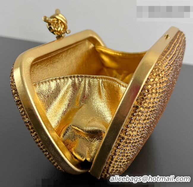 Best Grade Bottega Veneta Classic Knot Clutch in in Suede and Crystals 717622 Gold 2026