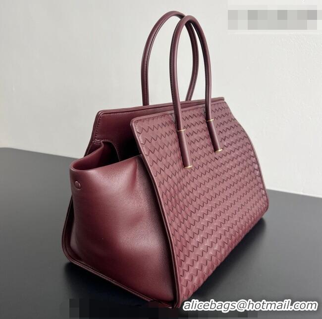 Shop Discount Bottega Veneta Barbara Tote Bag in Intrecciato Leather 868327 Deep Mahogany Red 2026
