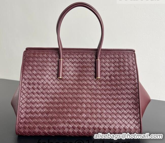 Shop Discount Bottega Veneta Barbara Tote Bag in Intrecciato Leather 868327 Deep Mahogany Red 2026