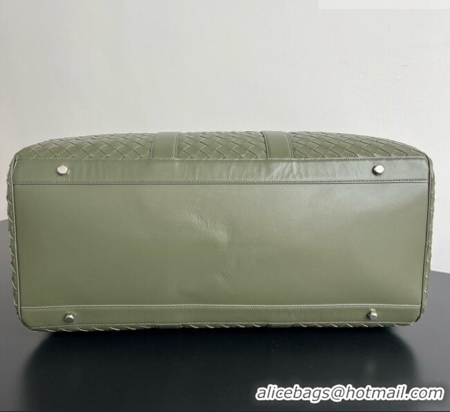 Top Grade Bottega Veneta Cabin Duffle Travel Bag in Intrecciato Leather 795287 Green 2026