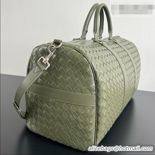 Top Grade Bottega Veneta Cabin Duffle Travel Bag in Intrecciato Leather 795287 Green 2026