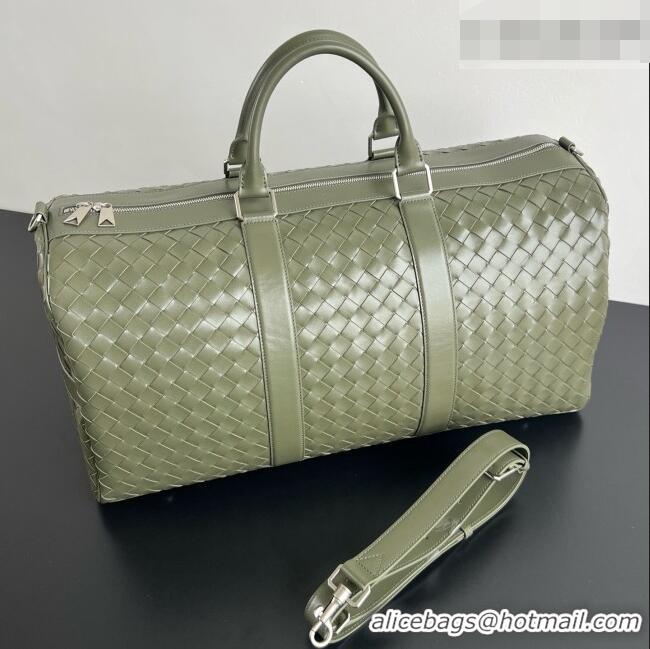 Top Grade Bottega Veneta Cabin Duffle Travel Bag in Intrecciato Leather 795287 Green 2026