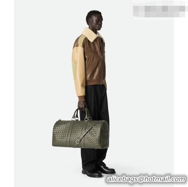 Top Grade Bottega Veneta Cabin Duffle Travel Bag in Intrecciato Leather 795287 Green 2026