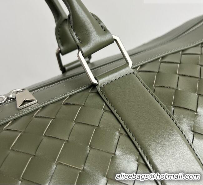 Top Grade Bottega Veneta Cabin Duffle Travel Bag in Intrecciato Leather 795287 Green 2026