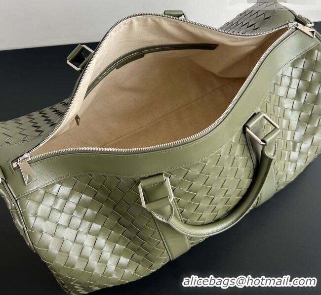 Top Grade Bottega Veneta Cabin Duffle Travel Bag in Intrecciato Leather 795287 Green 2026