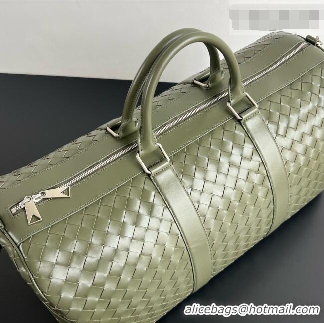 Top Grade Bottega Veneta Cabin Duffle Travel Bag in Intrecciato Leather 795287 Green 2026