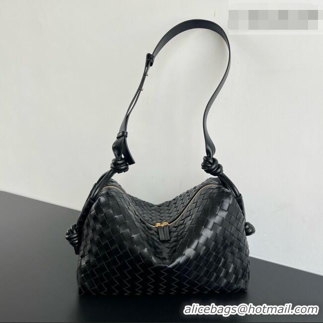 New Design Bottega Veneta Men's Large Loop Camera Bag in Intrecciato Leather 796619 Black 2026