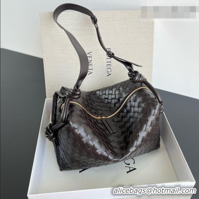 Discount Bottega Veneta Mens Large Loop Camera Bag in Intrecciato Leather 796619 Chocolate Brown 2026