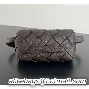 Best Quality Bottega Veneta Mens Diago Belt Bag in Intrecciato Grained Leather 805773 Chocolate Brown 2026