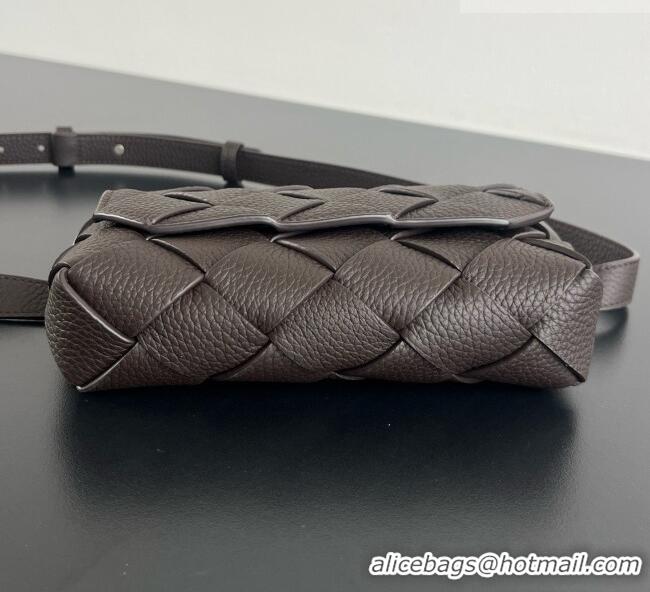 Best Quality Bottega Veneta Mens Diago Belt Bag in Intrecciato Grained Leather 805773 Chocolate Brown 2026
