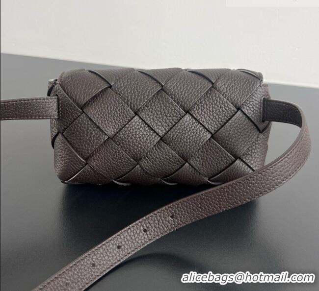 Best Quality Bottega Veneta Mens Diago Belt Bag in Intrecciato Grained Leather 805773 Chocolate Brown 2026