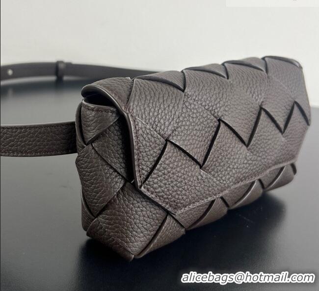 Best Quality Bottega Veneta Mens Diago Belt Bag in Intrecciato Grained Leather 805773 Chocolate Brown 2026