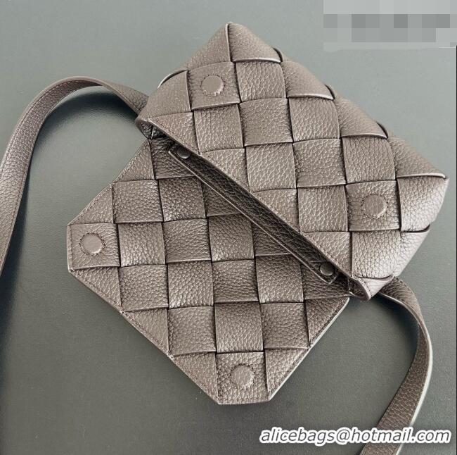 Best Quality Bottega Veneta Mens Diago Belt Bag in Intrecciato Grained Leather 805773 Chocolate Brown 2026