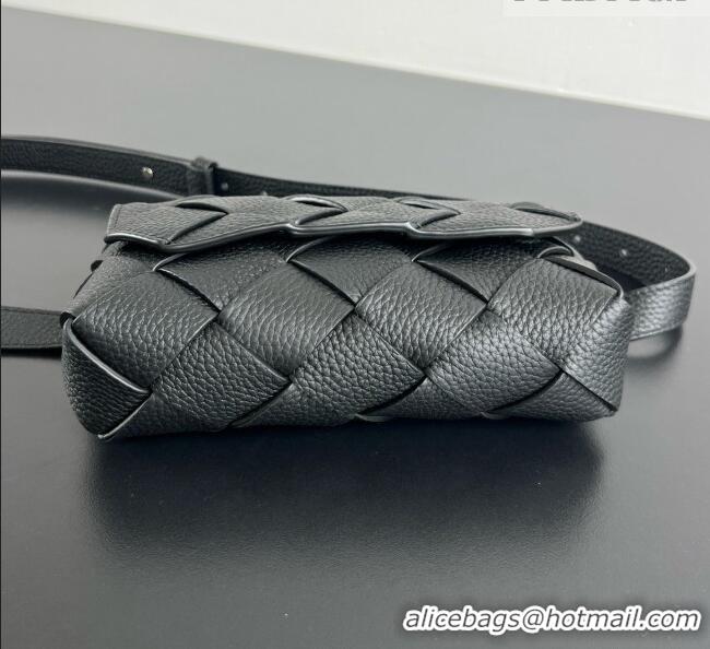 Inexpensive Bottega Veneta Mens Diago Belt Bag in Intrecciato Grained Leather 805773 Black 2026