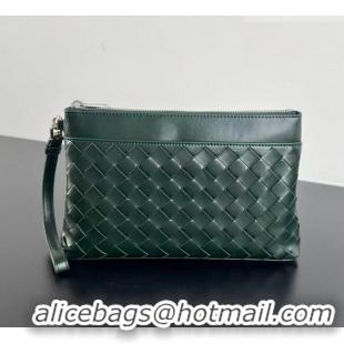 Well Crafted Bottega Veneta Mens Intrecciato Prism Pouch in Intrecciato Leather 795712 Green 2026