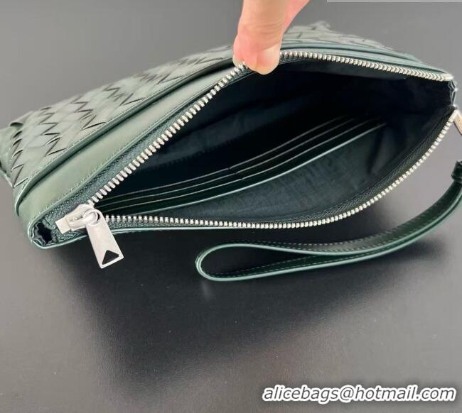 Well Crafted Bottega Veneta Mens Intrecciato Prism Pouch in Intrecciato Leather 795712 Green 2026