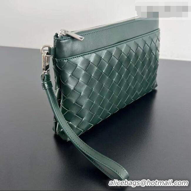Well Crafted Bottega Veneta Mens Intrecciato Prism Pouch in Intrecciato Leather 795712 Green 2026