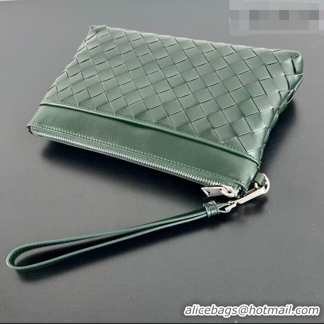 Well Crafted Bottega Veneta Mens Intrecciato Prism Pouch in Intrecciato Leather 795712 Green 2026