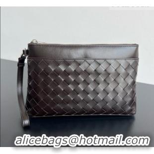 Shop Discount Bottega Veneta Men's Intrecciato Prism Pouch in Intrecciato Leather 795712 Chocolate Brown 2026