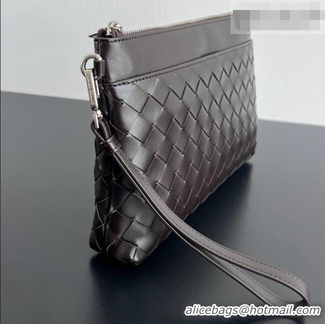 Shop Discount Bottega Veneta Men's Intrecciato Prism Pouch in Intrecciato Leather 795712 Chocolate Brown 2026