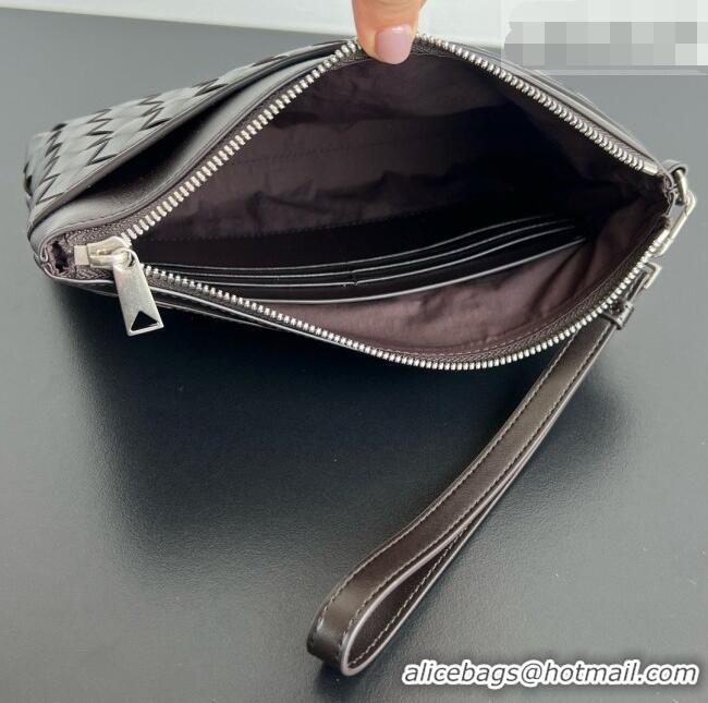 Shop Discount Bottega Veneta Men's Intrecciato Prism Pouch in Intrecciato Leather 795712 Chocolate Brown 2026