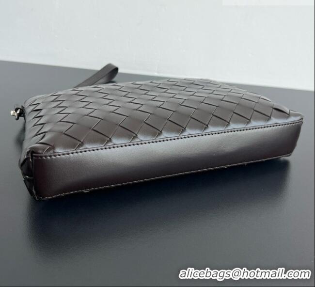 Shop Discount Bottega Veneta Men's Intrecciato Prism Pouch in Intrecciato Leather 795712 Chocolate Brown 2026