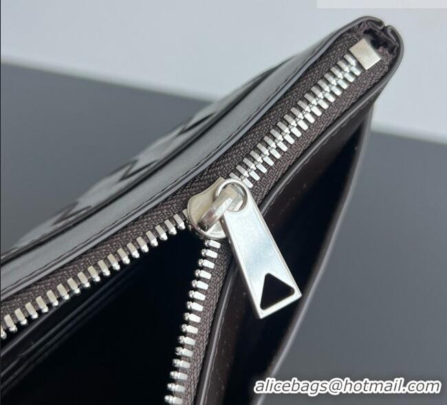 Shop Discount Bottega Veneta Men's Intrecciato Prism Pouch in Intrecciato Leather 795712 Chocolate Brown 2026