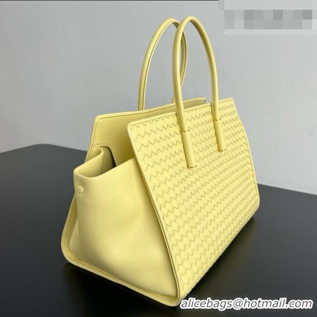 Luxury Cheap Bottega Veneta Barbara Tote Bag in Intrecciato Leather 868327 Yellow 2026