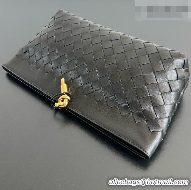 Grade Design Bottega Veneta Andiamo Boat Pouch in Intrecciato Leather 876344 Black 2026