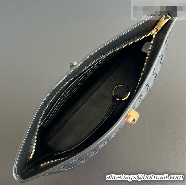 Grade Design Bottega Veneta Andiamo Boat Pouch in Intrecciato Leather 876344 Black 2026