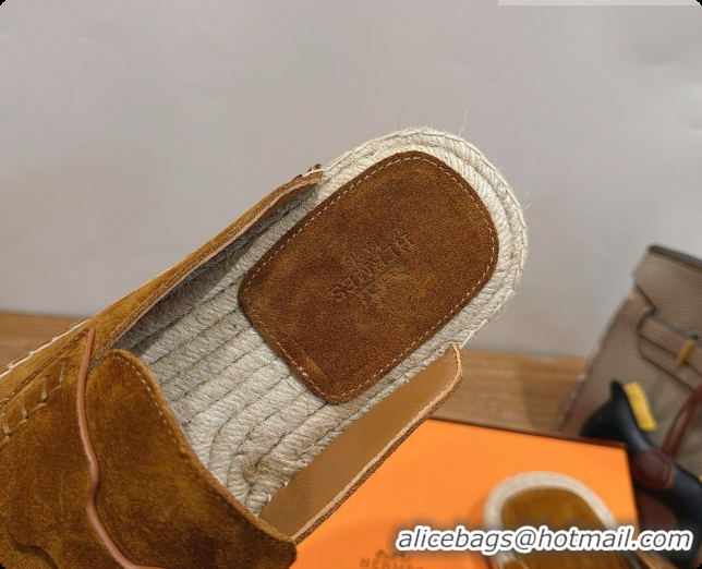 Stylish Hermes Nil Espadrilles Mules in Brown Suede Calfskin H091545 2026